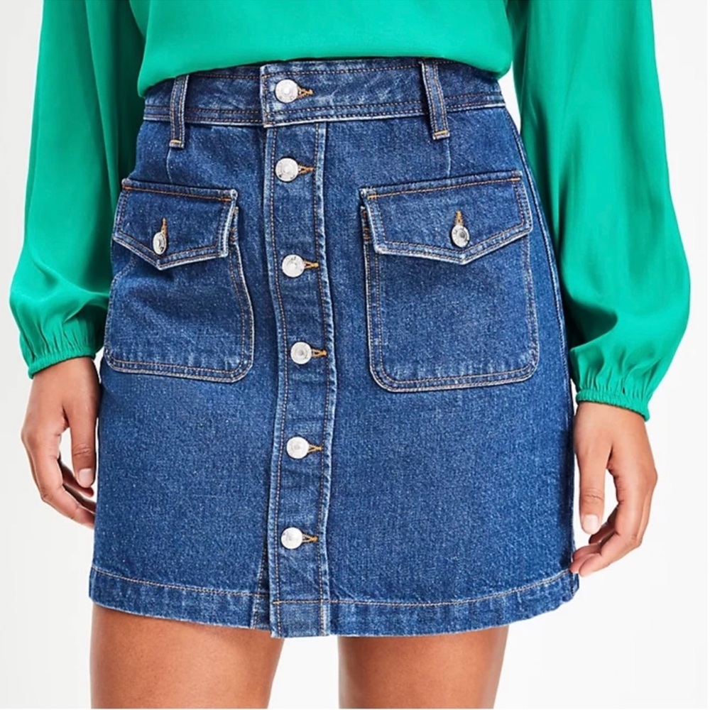 Loft Denim Button-Front Skirt